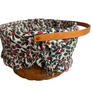 Longaberger Handwoven Basket with Holly/Christmas Inset